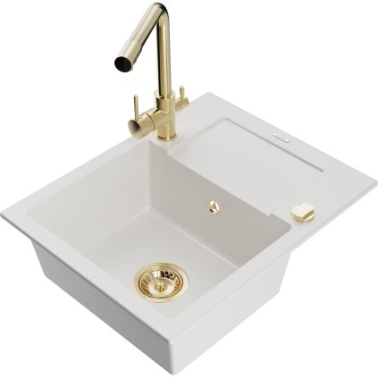 233064 mexen enzo granitovy drez 576x465x174 mm 1 komorovy zlata leskla bateria duero biela 6506 20 671600 50
