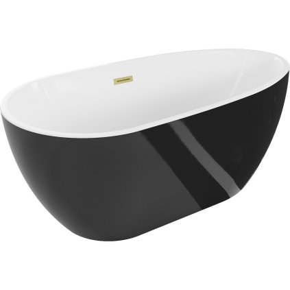 Mexen Eos, cadă de sine stătătoare 150 x 75 cm, alb-negru, preaplin auriu mat, 52471507575-55