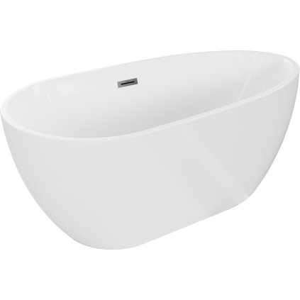 Mexen Eos, cadă de sine stătătoare 150 x 75 cm, alb, preaplin grafit periat, 52471507500-95