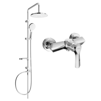 Set de duș Mexen Erik cu duș cu efect de ploaie și robinet de duș Sabre, crom, 72140205-00