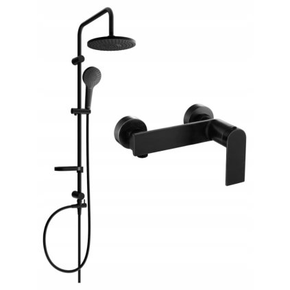 Mexen Erik, set de duș cu duș cu efect de ploaie și robinet de duș Zero, negru mat, 71140205-70