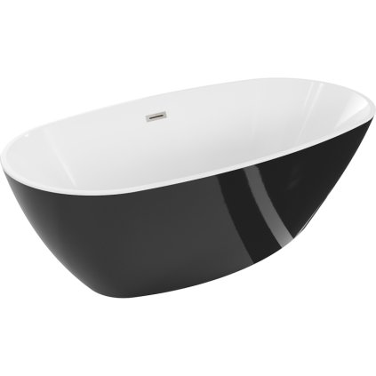 Mexen Eris, cadă de sine stătătoare 180 x 80 cm, alb-negru, preaplin din oțel periat, 53441808075-97