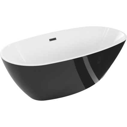 Mexen Eris, cadă de sine stătătoare 180 x 95 cm, alb-negru, negru mat, 53441809575-70