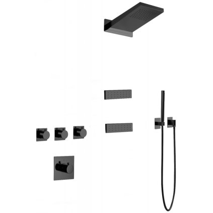 Mexen Fall, set de duș ascuns, negru mat, 7602-04-70