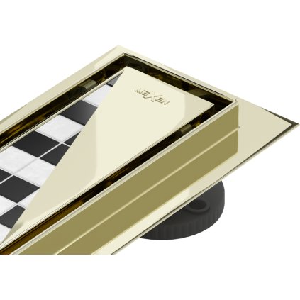 Mexen Flat 360°, canal de duș din oțel inoxidabil model M13 2 în 1 pentru pozarea gresie 60 cm, auriu strălucitor, 1510060-40