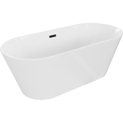 Mexen Flavia, cadă de sine stătătoare 160 x 75 cm, alb, preaplin negru mat, 54031608000-70