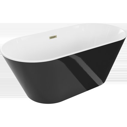 Mexen Flavia, cadă de sine stătătoare 160 x 80 cm + dop auriu și sifon automat, alb-negru, 54031608075-G