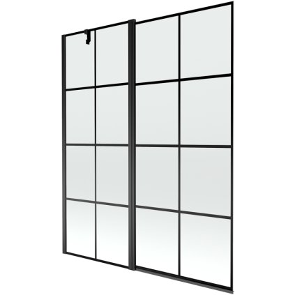 Mexen Flip, paravan de baie cu 1 aripă 140 x 150 cm, model sticlă transparentă-negru de 6 mm, profil negru, 894-140-101-70-77