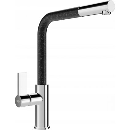 Mexen FLORA - Baterie/chiuvetă înaltă, negru-crom/Pete, 670401-08