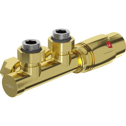 Mexen G00, set racord supapă termostatică pentru racord central DN50, Duplex, auriu lucios, W907-900-50