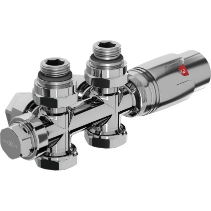 Mexen G00, Set termostatic duplex, DN50 unghi/conexiune dreaptă, crom, W908-900-01