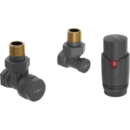 Mexen G00, robinet unghiular G 1/2" cu cap termostatic M30x1,5 mm, antracit, W901-900-66
