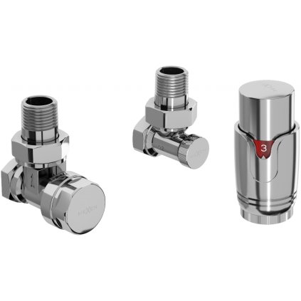 Mexen G00, robinet unghiular G 1/2" cu cap termostatic M30x1,5 mm, crom, W901-900-01