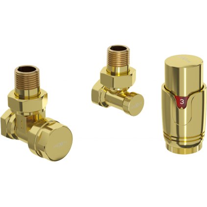 Mexen G00, robinet unghiular G 1/2" cu cap termostatic M30x1,5 mm, auriu lucios, W901-900-50