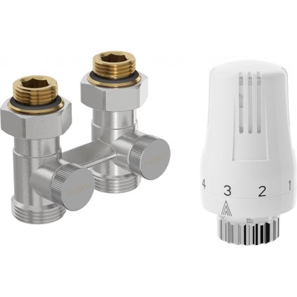 Mexen G01, set termostatic DN50, drept 1/2"x3/4" și cap termostatic M30x1,5 mm, oțel, W912-012-918-01