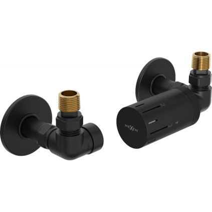 Set termostatic axial Mexen G05 cu grilă rotundă R, negru mat, W903-958-904-70