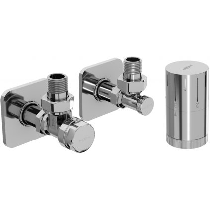 Mexen G05, set termostatic unghiular cu capac pătrat, crom, W901-958-909-01