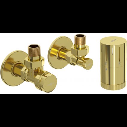 Mexen G05, set termostatic unghiular cu capac, auriu lucios, W901-958-904-50