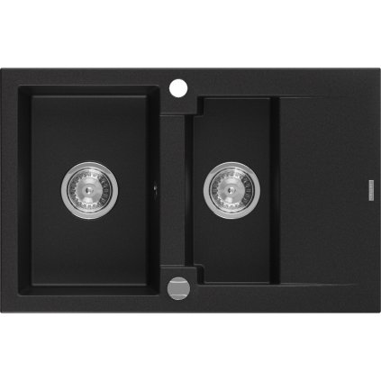 Mexen Gaspar - chiuveta granit 73,7x47,5cm, 1,5 camere, negru, 6507731505-77