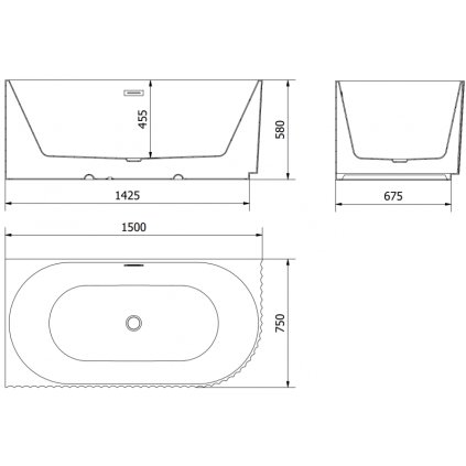 511246 mexen gia volne stojaca rohova vana drazkovana lava 150 x 75 cm biela leskla zlaty matny prepad 52701507500l 55