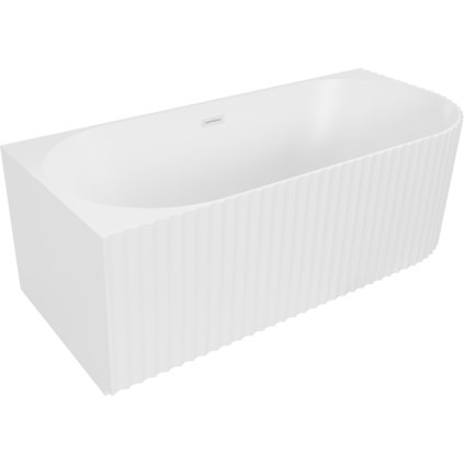 Mexen Gia, cada de colț de sine stătătoare, canelată, stânga, 150 x 75 cm, alb mat, alb preaplin, 52701507501L-20