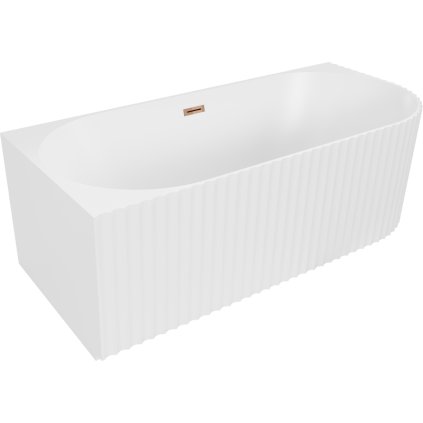 Mexen Gia, cadă de colț de sine stătătoare, canelată, stânga, 170 x 80 cm, alb mat, aur roz, 52701708001L-60