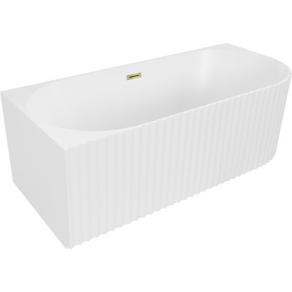 Mexen Gia, cadă de colț de sine stătătoare, canelată, stânga, 170 x 80 cm, alb mat, preaplin auriu lucios, 52701708001L-50