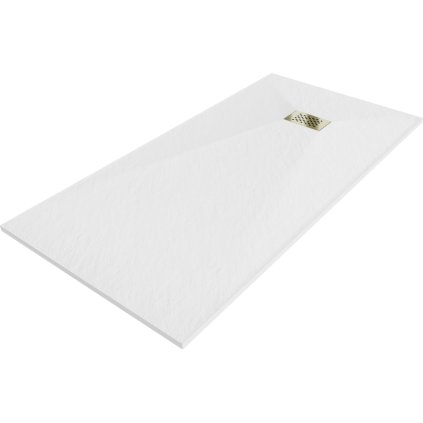 Mexen Hugo, cadă de duș dreptunghiulară SMC 180 x 90 cm, alb, capac auriu, 42109018-G