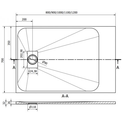 366915 mexen hugo obdlznikova sprchova vanicka smc 80 x 70 cm cierna zlata krytka 42707080 g