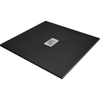 Mexen Hugo, cadă de duș pătrată SMC 100 x 100 cm, negru, capac din oțel, 42701010-X