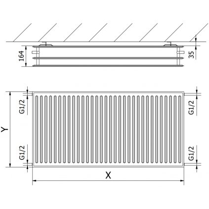 446603 mexen hygiene ch30 panelovy radiator 600 x 1300 mm bocne pripojenie 1961 w cierna w430h 060 130 70