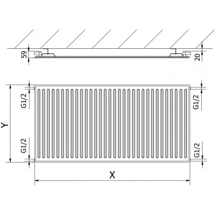 357980 mexen ch10 hygienicky panelovy radiator 600 x 1200 mm bocne pripojenie 749 w biela w410h 060 120 00
