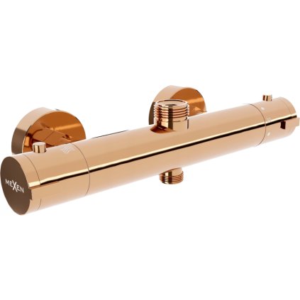 Baterie termostatica de dus Mexen KAI cu accesoriu superior, auriu roz, 77150-60