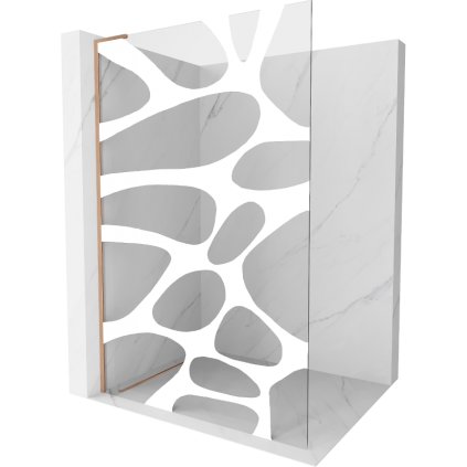 Mexen Kioto L, paravan de dus walk-in 110 x 200 cm, 8 mm sticla transparenta model alb, profil cupru mat, 800-110-103-65-85