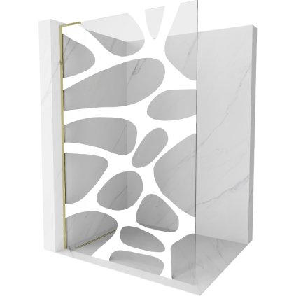 Mexen Kioto L, Masa de dus Walk-In 120 x 200 cm, 8 mm sticla transparenta model alb, profil auriu lucios, 800-120-103-50-97