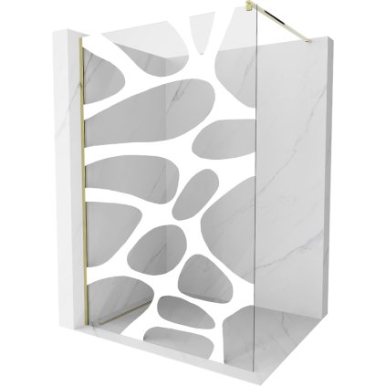 Paravan de dus Mexen Kioto 100x200 cm 8 mm, auriu, model alb, 800-100-101-50-97