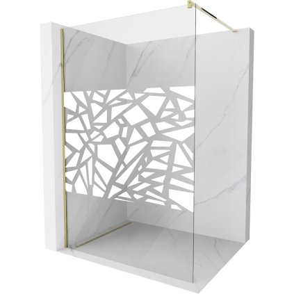 Paravan de dus Mexen Kioto 110x200 cm 8 mm, profil auriu, model alb, 800-110-101-50-85