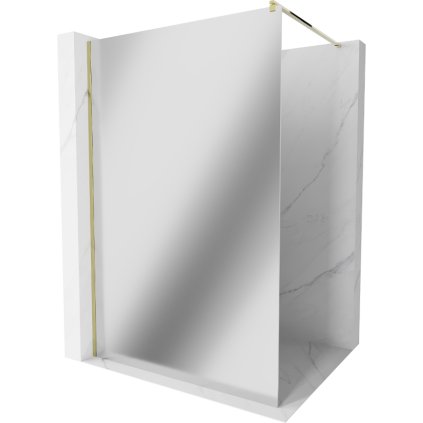 Paravan de dus Mexen Kioto 120x200 cm 8 mm, profil auriu, efect oglinda sticla, 800-120-101-50-50