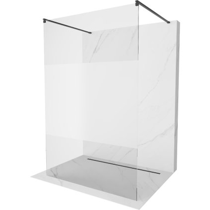 Mexen Kioto, paravan de duș 120 x 200 cm, sticlă transparentă/mat 8 mm, 2x distanțier stabilizator negru, 800-120-002-70-35