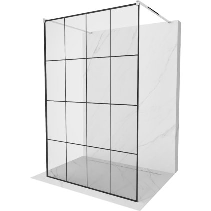 194082 mexen kioto priechodna sprchova zastena 130 x 200 cm 8mm sklo cire cierny vzor 2x chromova stabilizacna rozpera 800 130 002 01 77