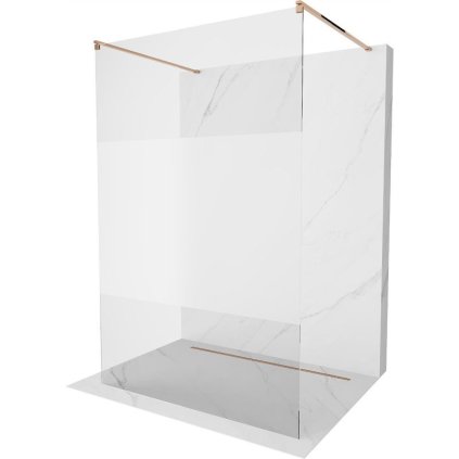 Mexen Kioto, paravan de duș 140 ​​x 200 cm, sticlă transparentă de 8 mm - mată, 2x distanțier stabilizator auriu, profil auriu roz, 800-140-002-60-35