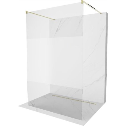 Mexen Kioto, paravan de duș 140 ​​x 200 cm, sticlă transparentă/mat 8 mm, 2x distanțier stabilizator auriu, 800-140-002-50-35