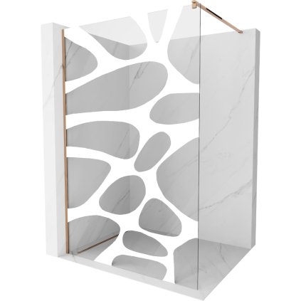 Mexen Kioto, paravan de dus 100x200 cm, sticla transparenta 8 mm cu model alb, profil auriu roz, 800-100-101-60-97