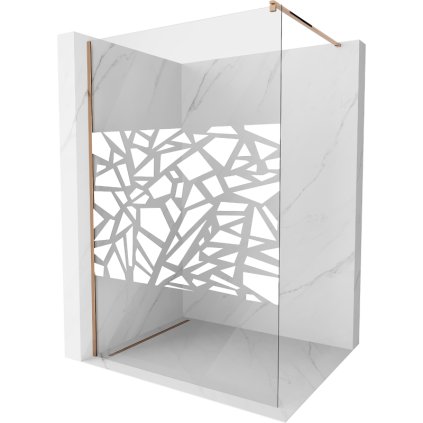 Mexen Kioto, paravan de dus 110x200 cm, sticla transparenta 8 mm cu model alb, profil auriu roz, 800-110-101-60-85