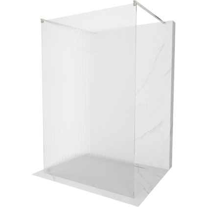Mexen Kioto, Masă de duș Walk-In 110 x 200 cm, sticlă 8 mm cu model nervuri, profil din oțel periat, 800-110-002-97-09