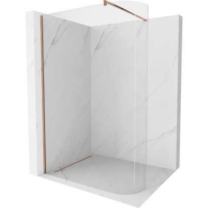 Mexen Kioto, paravan de duș rotunjit 120 x 200 cm, sticlă transparentă de 8 mm, profil auriu roz, 800-120-101-60-06