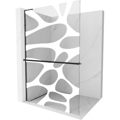 Mexen Kioto+ L, paravan de dus walk-in cu polita si cuier 100 x 200 cm, sticla transparenta 8 mm model alb, profil negru, 800-100-123-70-97