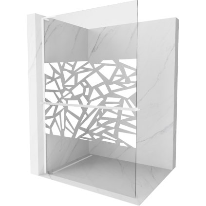 Mexen Kioto+ L, paravan de dus walk-in cu polita si cuier 110 x 200 cm, sticla transparenta 8 mm model alb, profil alb, 800-110-123-20-85