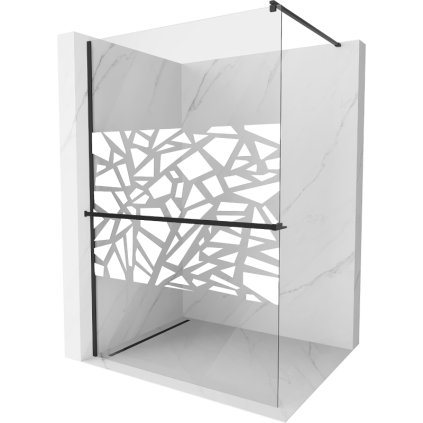 Mexen Kioto+, paravan de dus cu polita si suport pentru prosoape 130 x 200 cm, sticla transparenta 8 mm model alb, profil negru, 800-130-121-70-85