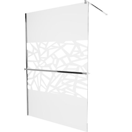 Mexen Kioto+, paravan de dus cu polita si suport pentru prosoape 140 x 200 cm, sticla transparenta 8 mm model alb, profil cromat, 800-140-121-01-85
